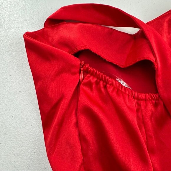 Hearts & Roses Halter Red Dress Black Bow & Tulle Underskirt Size 14 Whimsigoth - Picture 12 of 13